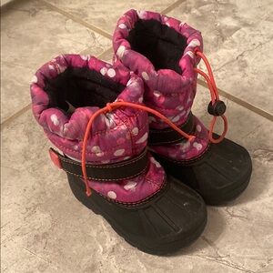 Kids Pink Polka Dot Winter Boots